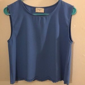 Everly | Sky Blue Scallop Dot Cutout Blouse